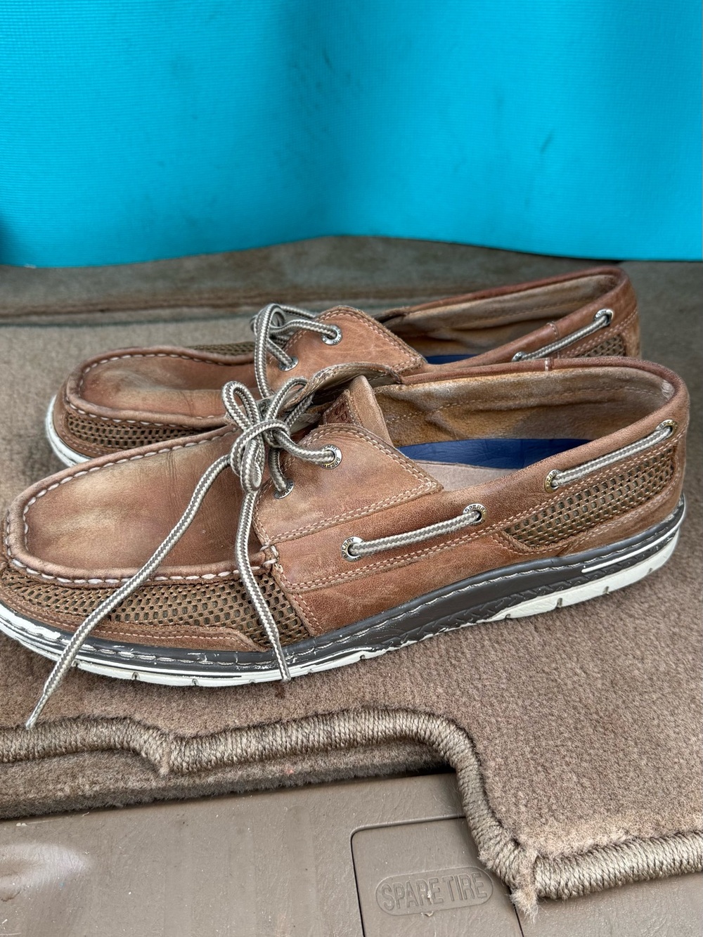 Sperry Brown Mesh Leather Men's Boat Shoes‎